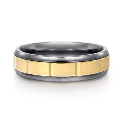 Clearance Gabriel & Co. Mens Alternative 6mm Round Tantalum and 14K Yellow Gold Band