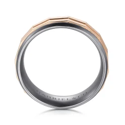 Clearance Gabriel & Co. Mens Alternative 8mm Round Tantalum and 14K Rose Gold Band