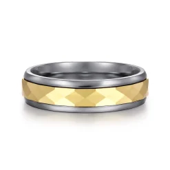 Discount Gabriel & Co. Mens Alternative 6mm Round Tantalum and 14K Yellow Gold Band