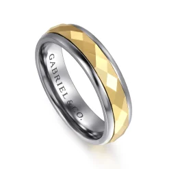 Discount Gabriel & Co. Mens Alternative 6mm Round Tantalum and 14K Yellow Gold Band