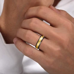 Discount Gabriel & Co. Mens Alternative 6mm Round Tantalum and 14K Yellow Gold Band
