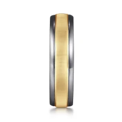 New Gabriel & Co. Mens Alternative 6mm Round Tantalum and 14K Yellow Gold Band