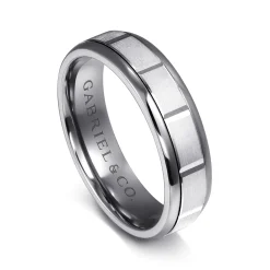 Hot Gabriel & Co. Mens Alternative 6mm Round Tantalum and 14K White Gold Band