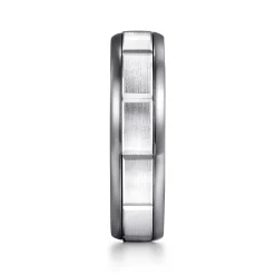 Hot Gabriel & Co. Mens Alternative 6mm Round Tantalum and 14K White Gold Band