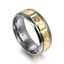 Gabriel & Co. Mens Alternative 8mm Round Tantalum and 14K Yellow Gold Band