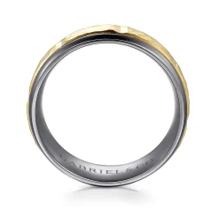 Gabriel & Co. Mens Alternative 8mm Round Tantalum and 14K Yellow Gold Band