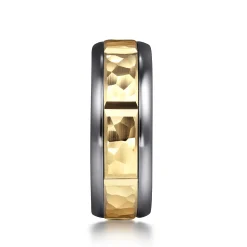 Gabriel & Co. Mens Alternative 8mm Round Tantalum and 14K Yellow Gold Band