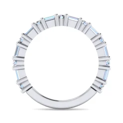 Discount Gabriel & Co. Mercier - 14K White Gold Baguette and Round Diamond Anniversary Band - 1.05 ct