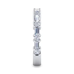Discount Gabriel & Co. Mercier - 14K White Gold Baguette and Round Diamond Anniversary Band - 1.05 ct