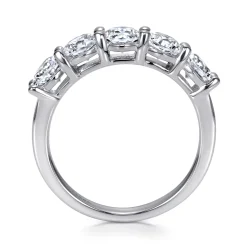 Hot Gabriel & Co. Messina - 14K White Gold Round 5 Stone Shared Prong Diamond Anniversary Band - 1.9 ct