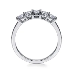 Clearance Gabriel & Co. Messina - 14K White Gold Round 5 Stone Shared Prong Diamond Anniversary Band - 0.5 ct