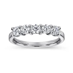 Online Gabriel & Co. Messina - 14K White Gold Round 5 Stone Shared Prong Diamond Anniversary Band - 0.75 ct