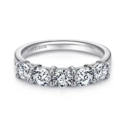 Outlet Gabriel & Co. Messina - 14K White Gold Round 5 Stone Shared Prong Diamond Anniversary Band - 1.2 ct