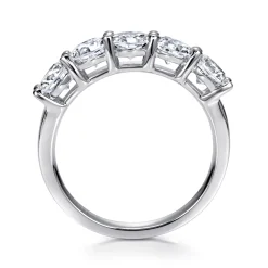Gabriel & Co. Messina - 14K White Gold Round 5 Stone Shared Prong Diamond Anniversary Band - 1.55 ct