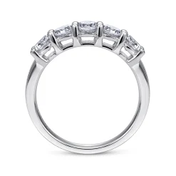 Outlet Gabriel & Co. Messina - 14K White Gold Round 5 Stone Shared Prong Diamond Anniversary Band - 1 ct