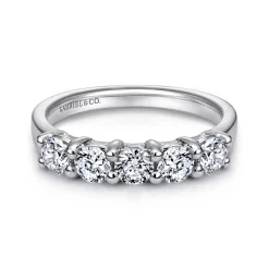 Outlet Gabriel & Co. Messina - 14K White Gold Round 5 Stone Shared Prong Diamond Anniversary Band - 1 ct