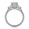 New Gabriel & Co. Miami - 14K White Gold Oval Three Stone Lotus Diamond Engagement Ring