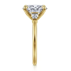 Online Gabriel & Co. Miami - 14K Yellow Gold Oval Three Stone Lotus Diamond Engagement Ring