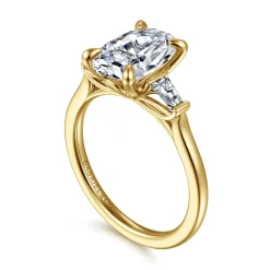 Online Gabriel & Co. Miami - 14K Yellow Gold Oval Three Stone Lotus Diamond Engagement Ring