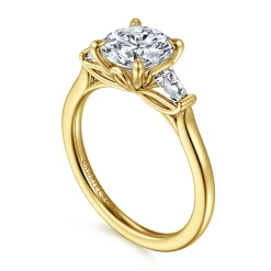 Online Gabriel & Co. Miami - 14K Yellow Gold Oval Three Stone Lotus Diamond Engagement Ring