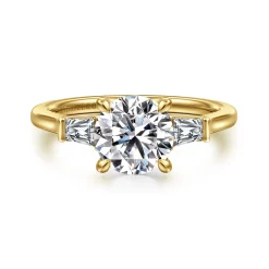 Online Gabriel & Co. Miami - 14K Yellow Gold Oval Three Stone Lotus Diamond Engagement Ring