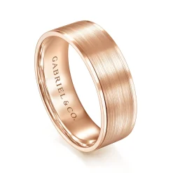 Clearance Gabriel & Co. Michael - 14K Rose Gold 7mm - Men's Wedding Band in Satin Finish