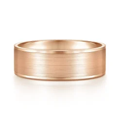 Clearance Gabriel & Co. Michael - 14K Rose Gold 7mm - Men's Wedding Band in Satin Finish