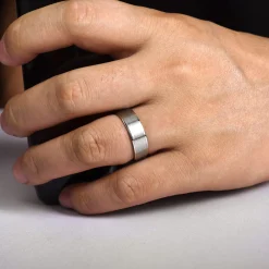 Clearance Gabriel & Co. Michael - 14K White Gold 7mm - Men's Wedding Band in Satin Finish