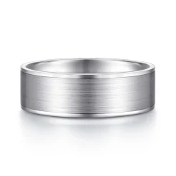 Clearance Gabriel & Co. Michael - 14K White Gold 7mm - Men's Wedding Band in Satin Finish