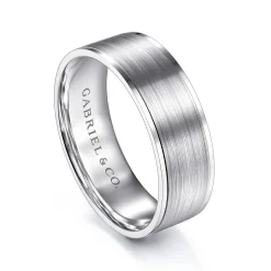 Clearance Gabriel & Co. Michael - 14K White Gold 7mm - Men's Wedding Band in Satin Finish