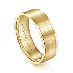 Outlet Gabriel & Co. Michael - 14K Yellow Gold 7mm - Men's Wedding Band in Satin Finish