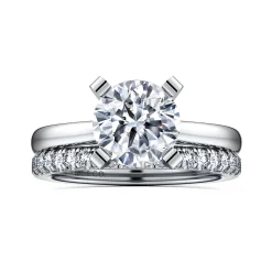 New Gabriel & Co. Michelle - 14K White Gold Round Diamond Engagement Ring