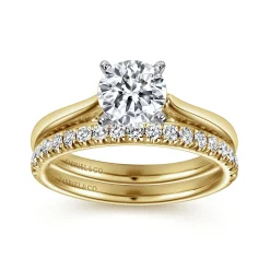 Outlet Gabriel & Co. Michelle - 14K White-Yellow Gold Round Diamond Engagement Ring