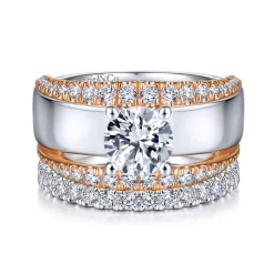 Clearance Gabriel & Co. Milene - 14K White-Rose Gold Round Diamond Engagement Ring