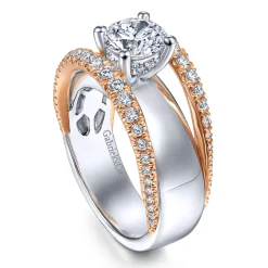 Clearance Gabriel & Co. Milene - 14K White-Rose Gold Round Diamond Engagement Ring