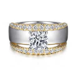 Online Gabriel & Co. Milene - 14K White-Yellow Gold Round Split Shank Diamond Engagement Ring