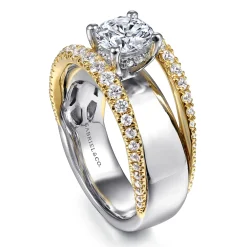 Online Gabriel & Co. Milene - 14K White-Yellow Gold Round Split Shank Diamond Engagement Ring