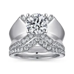 Discount Gabriel & Co. Miranda - 14K White Gold Round Diamond Engagement Ring