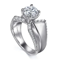 Discount Gabriel & Co. Miranda - 14K White Gold Round Diamond Engagement Ring