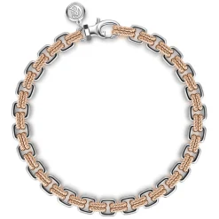 Gabriel & Co. 6mm 14K Rose-White Gold Two Tone Men's Solid Chain Bracelet