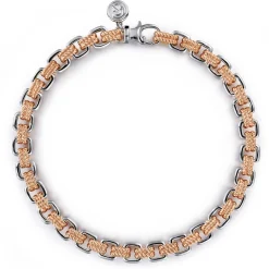 Outlet Gabriel & Co. 6mm 14K Rose-White Gold Two Tone Men's Solid Chain Bracelet