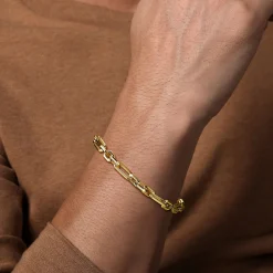 Hot Gabriel & Co. 6.50mm 14K Yellow Gold Men's Hollow Figaro Link Chain Bracelet