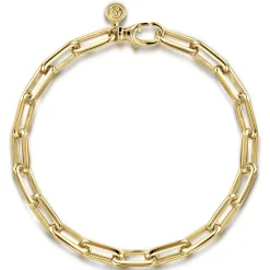 Hot Gabriel & Co. 14mm 14K Yellow Gold Men's Hollow Link Chain Bracelet