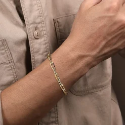 Hot Gabriel & Co. 14mm 14K Yellow Gold Men's Hollow Link Chain Bracelet