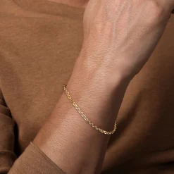 Hot Gabriel & Co. 4mm 14K Yellow Gold Men's Hollow Link Chain Bracelet