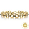 Outlet Gabriel & Co. 10mm 14k Yellow Gold Men's Hollow Link Chain Tennis Bracelet with Black Spinel Connectors