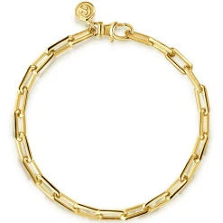 Gabriel & Co. 5 mm 14k Yellow Gold Men's Solid Elongated Link Chain Bracelet