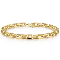 Discount Gabriel & Co. 5.50mm 14K Yellow Gold Men's Solid Faceted Link Chain Bracelet