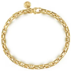 Discount Gabriel & Co. 5.50mm 14K Yellow Gold Men's Solid Faceted Link Chain Bracelet