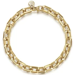 Gabriel & Co. 8mm 14K Yellow Gold Men's Solid Faceted Chain Bracelet